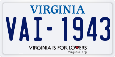 VA license plate VAI1943