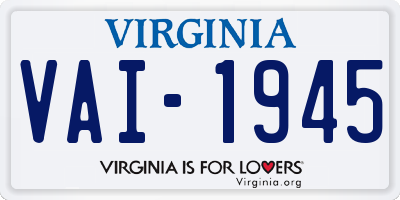 VA license plate VAI1945