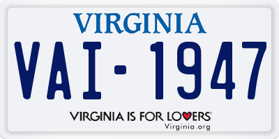 VA license plate VAI1947