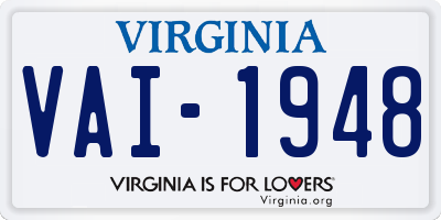 VA license plate VAI1948