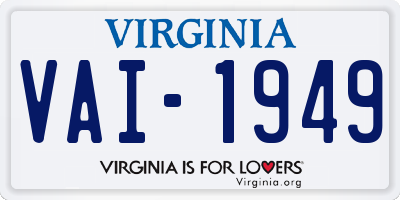 VA license plate VAI1949