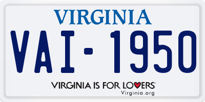 VA license plate VAI1950