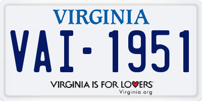 VA license plate VAI1951