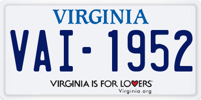 VA license plate VAI1952