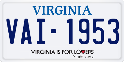 VA license plate VAI1953