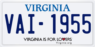 VA license plate VAI1955