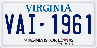 VA license plate VAI1961