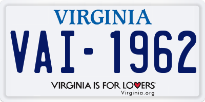 VA license plate VAI1962