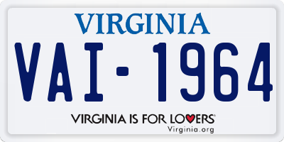 VA license plate VAI1964