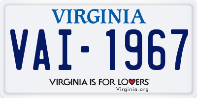 VA license plate VAI1967