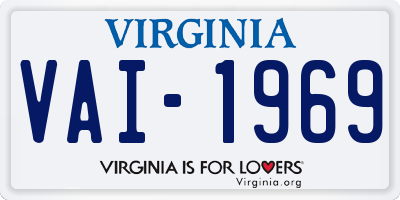 VA license plate VAI1969