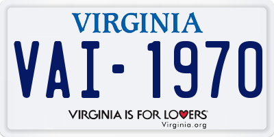 VA license plate VAI1970