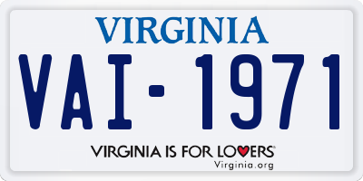 VA license plate VAI1971