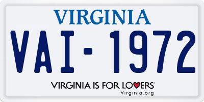 VA license plate VAI1972