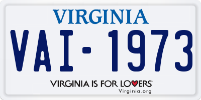 VA license plate VAI1973