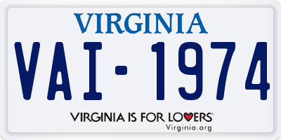 VA license plate VAI1974