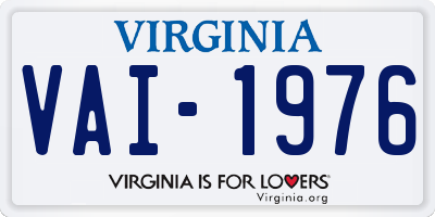 VA license plate VAI1976