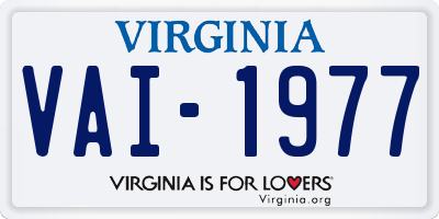VA license plate VAI1977