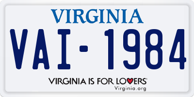 VA license plate VAI1984