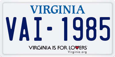 VA license plate VAI1985