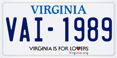 VA license plate VAI1989