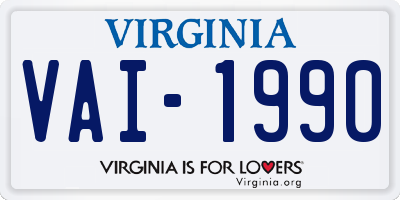 VA license plate VAI1990