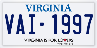 VA license plate VAI1997