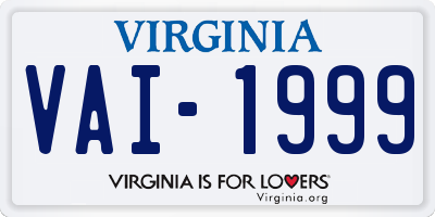 VA license plate VAI1999
