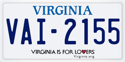 VA license plate VAI2155