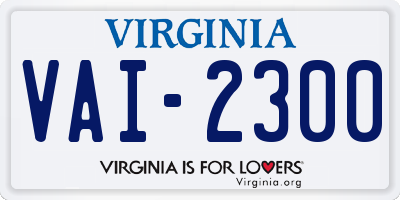 VA license plate VAI2300