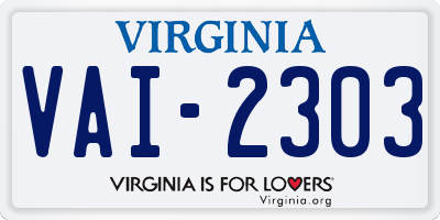 VA license plate VAI2303