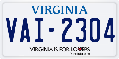 VA license plate VAI2304