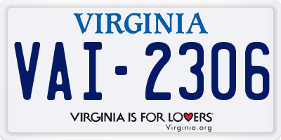 VA license plate VAI2306