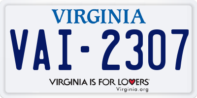 VA license plate VAI2307