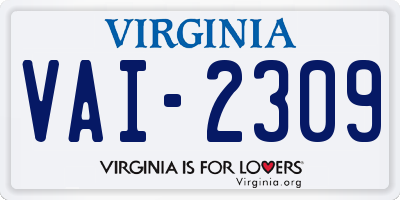 VA license plate VAI2309