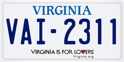VA license plate VAI2311