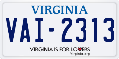 VA license plate VAI2313