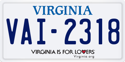VA license plate VAI2318
