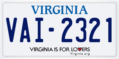 VA license plate VAI2321