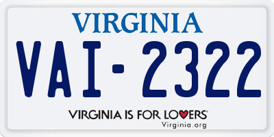 VA license plate VAI2322