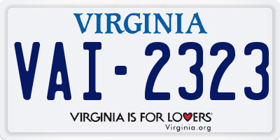 VA license plate VAI2323
