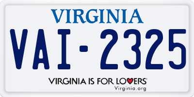 VA license plate VAI2325