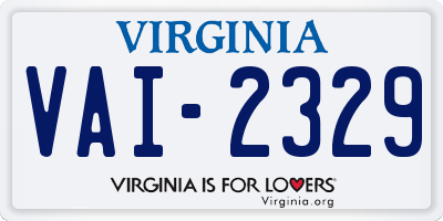 VA license plate VAI2329