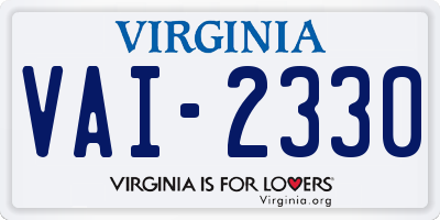VA license plate VAI2330