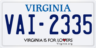 VA license plate VAI2335