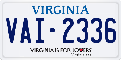 VA license plate VAI2336