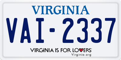 VA license plate VAI2337
