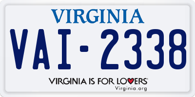 VA license plate VAI2338