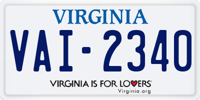 VA license plate VAI2340