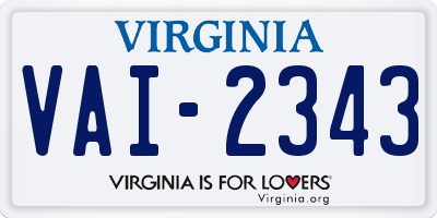 VA license plate VAI2343